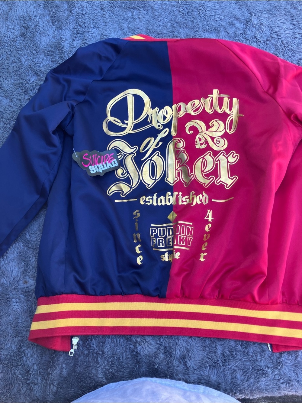 NWT Suicide Squad Harley Quinn Satin Bomber Jacket Size S - Picture 4 of 11